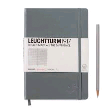 LEUCHTTURM1917 NOTEBOOK A5 HARDCOVER SQUARED ANTHRACITE 344783