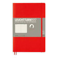 LEUCHTTURM1917 SOFTCOVER PAPERBACK B6+ NOTEBOOK RULED RED 358296