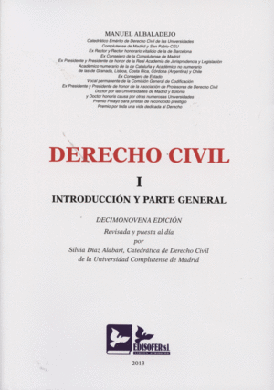 DERECHO CIVIL. I INTRODUCCIÓN Y PARTE GENERAL