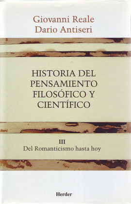 HISTORIA DEL PENSAMIENTO FILOSÓFICO Y CIENTÍFICO. TOMO III