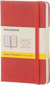 MOLESKINE NOTEBOOK POCKET SQUARED CORAL ORANGE HARD COVER